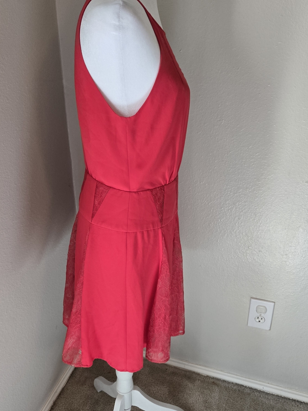 BCBGMaxAzria Bright Red Lace Chemise Dress - Picture 2 of 4